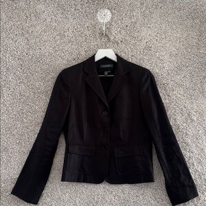 RALPH LAUREN 100% Linen Black Blazer‎ Jacket Size 4P